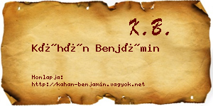 Káhán Benjámin névjegykártya
